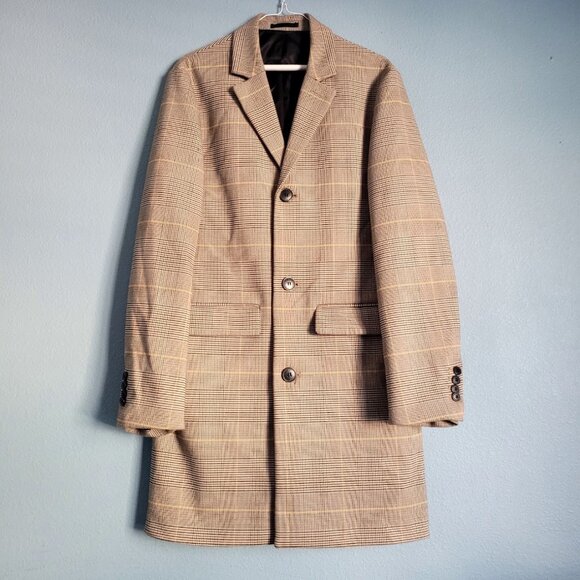 H&M Plaid  Winter Overcoat Size 36R - Picture 1 of 9